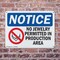 Signmission No Jewelry Permitted In Production, 14 in W x Rectangle, Plastic OS-2PACK-NS-P-1014-L-14670 - alternate 6